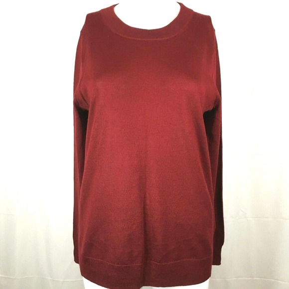 J. Crew Sweater Womens Sz M Maroon Red Merino Wool Blend Pullover - Picture 1 of 8